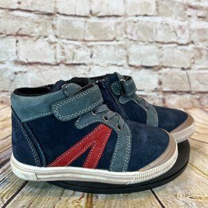 Apakowa Kids Navy Blue Hook And Loop Zip Outdoor High Top Sneakers Size 9.5